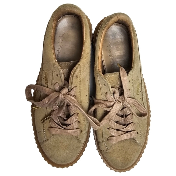 Puma x Fenty Rihanna Tan Brown Creeper Suede Leather Platform Sneakers Size 7 - Picture 2 of 10
